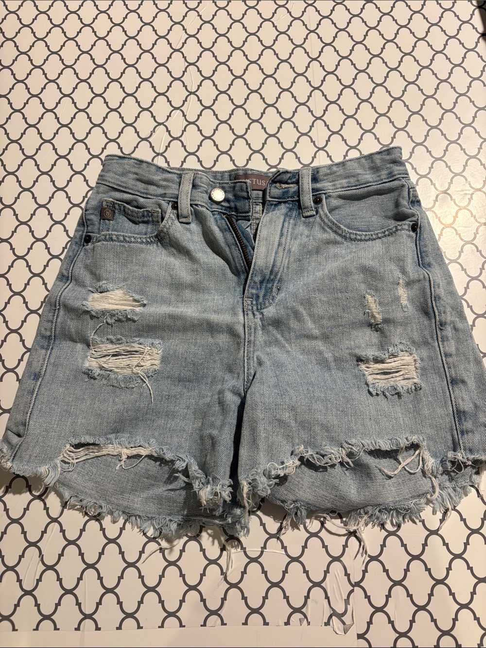 Just USA Light Wash Distressed Denim Cutoff Shorts